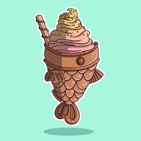 Colorful takeaway food sold on the street in different countries. Vector illustration, sticker.のイラスト素材