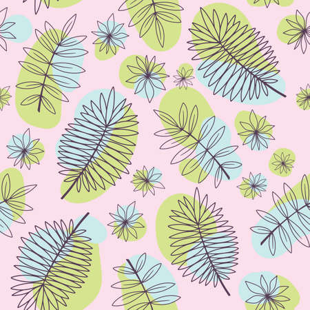 Colored seamless pattern of plants prints. Vector illustration, design, doodle.のイラスト素材