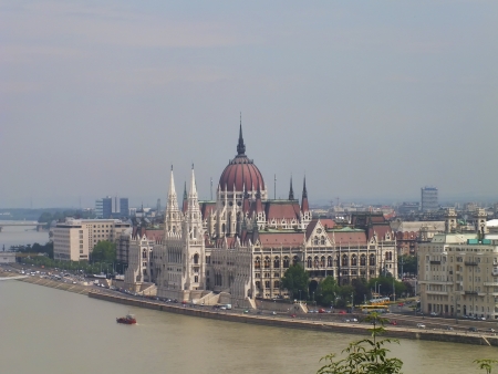 Hungarian parlamant at daytime with Danubeの写真素材