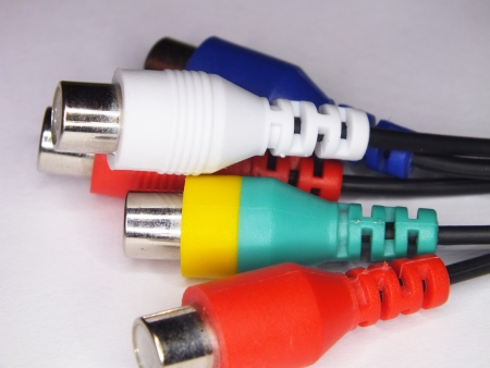 Audio and video cables and RCA connectorsの写真素材