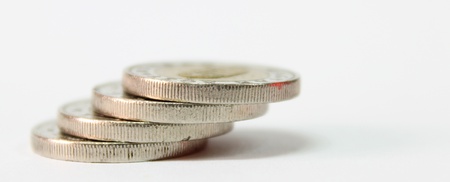 Some piece of hungarian coins are isolated on white