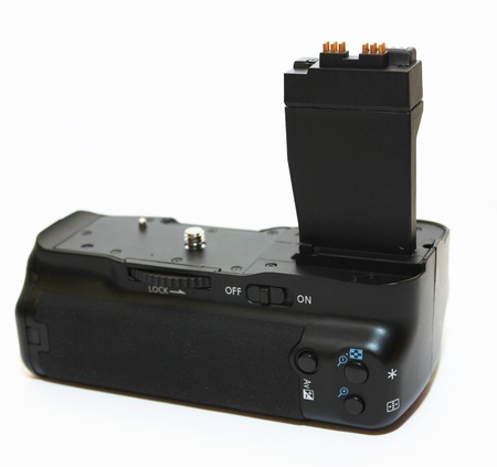 Dslr camera battrey grip - isolated on whiteの写真素材