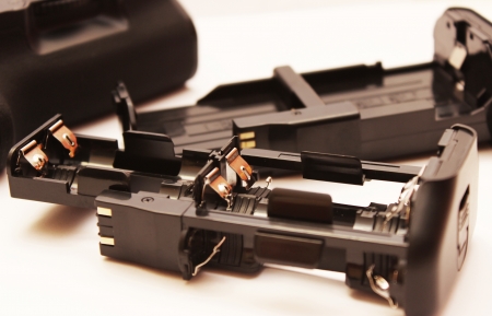 Opened battery grip for dslr camerasの写真素材