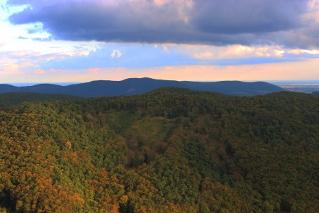 Hungarian landscape with mountain and forest - Hungary, Szarvaskoの写真素材