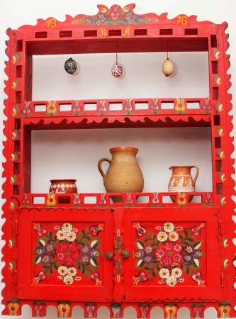 hungarian traditional cup board on the wallの写真素材