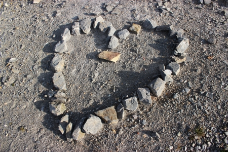 Heart from stones in  an abandoned mineの写真素材