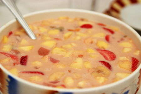 Fresh frout soup on the table - indoor photographyの写真素材