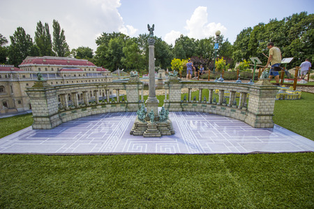 Miniatures at the park Mini-hungary - reproductions of monuments in the Historical Hungary Szarvas, Hungary.のeditorial素材