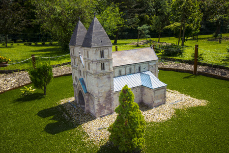 Miniatures at the park Mini-hungary - reproductions of monuments in the Historical Hungary Szarvas, Hungary.のeditorial素材