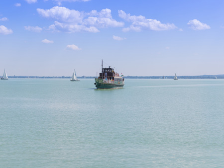 Shipping on Hungarian lake, Balatonの写真素材