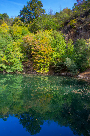 Mine lake of Apc village, Tarn of Szelesko, Hungaryの写真素材