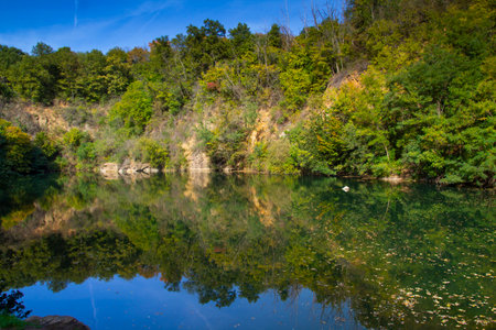 Mine lake of Apc village, Tarn of Szelesko, Hungaryの写真素材
