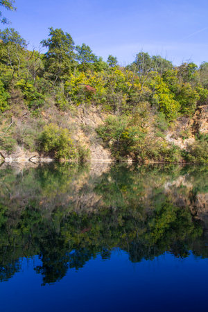 Mine lake of Apc village, Tarn of Szelesko, Hungaryの写真素材