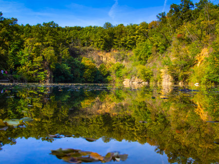 Mine lake of Apc village, Tarn of Szelesko, Hungaryの写真素材