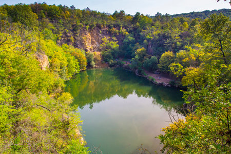 Mine lake of Apc village, Tarn of Szelesko, Hungaryの写真素材