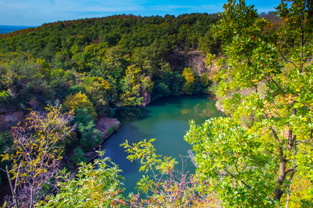 Mine lake of Apc village, Tarn of Szelesko, Hungaryの写真素材