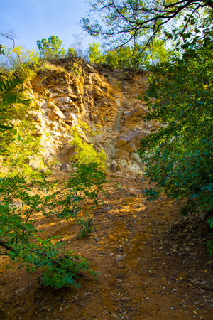 Rockwall and sky, Rockwallin the outsideの写真素材