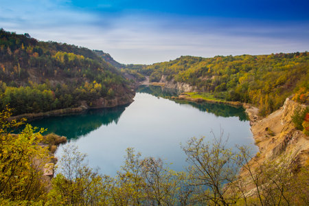 Mine lake at Rudabanya, Hungary - outdoor photographyの写真素材