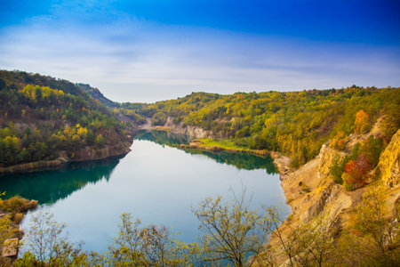 Mine lake at Rudabanya, Hungary - outdoor photographyの写真素材