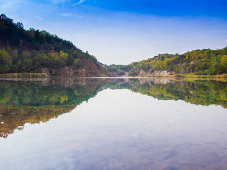 Mine lake at Rudabanya, Hungary - outdoor photographyの写真素材