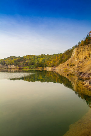 Mine lake at Rudabanya, Hungary - outdoor photographyの写真素材