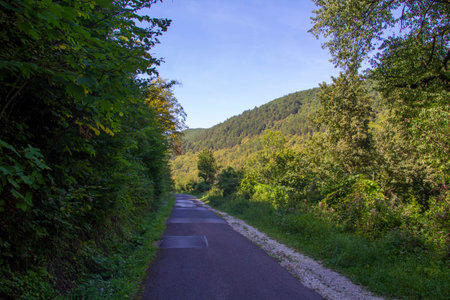 Old asphalt road in the nature - travel photographyの写真素材