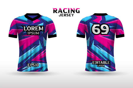 Premium soccer jersey template with abstract texture. Front and back view of soccer jerseyのイラスト素材