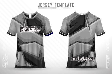 Premium soccer jersey template with abstract texture. Front and back view of soccer jerseyのイラスト素材