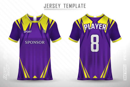 Premium soccer jersey template with abstract texture. Front and back view of soccer jersey.のイラスト素材