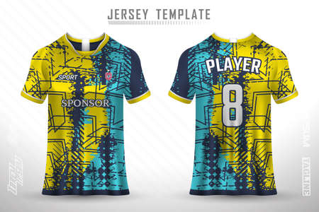 Premium soccer jersey template with abstract texture. Front and back view of soccer jersey.のイラスト素材