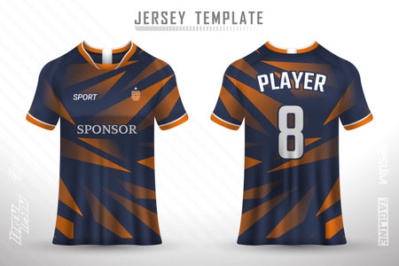 Premium soccer jersey template with abstract texture. Front and back view of soccer jersey.のイラスト素材