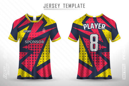 Premium soccer jersey template with abstract texture. Front and back view of soccer jersey.のイラスト素材