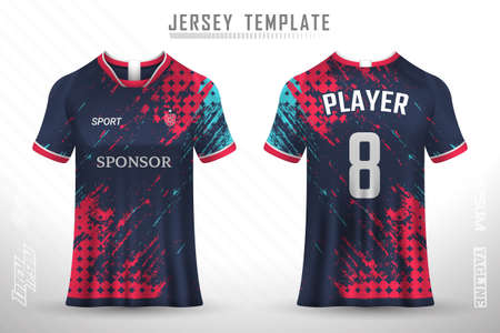 Premium soccer jersey template with abstract texture. Front and back view of soccer jersey.のイラスト素材