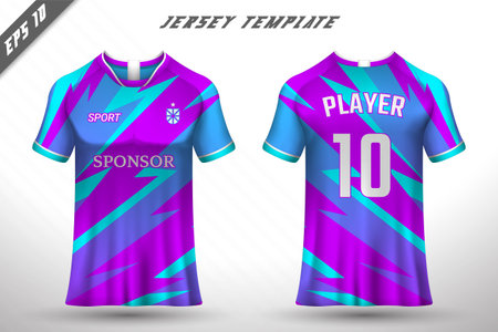 Premium soccer jersey template with abstract texture. Front and back view of soccer jersey.のイラスト素材