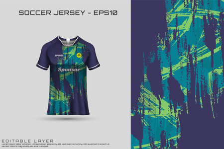 Sports jersey and t-shirt template sports jersey design vector. Sports design for football, racing, gaming jersey. Vector.のイラスト素材