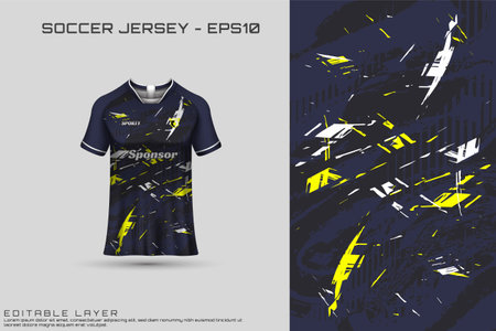 Sports jersey and t-shirt template sports jersey design vector. Sports design for football, racing, gaming jersey. Vector.のイラスト素材