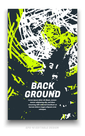 Abstract grunge background cover design with brush strokes concept. Design element for posters, magazines, book covers, brochure template, flyer, presentation.のイラスト素材