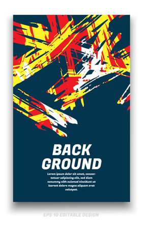 Abstract grunge background cover design with brush strokes concept. Design element for posters, magazines, book covers, brochure template, flyer, presentation.のイラスト素材
