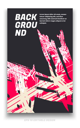 Abstract grunge background cover design with brush strokes concept. Design element for posters, magazines, book covers, brochure template, flyer, presentation.のイラスト素材