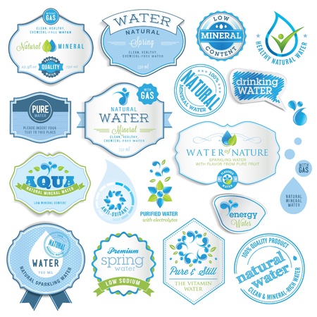 Set of water labels のイラスト素材
