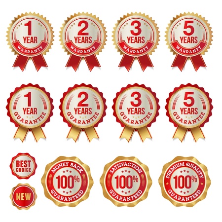 Set of warranty and guarantee badges and stickers のイラスト素材