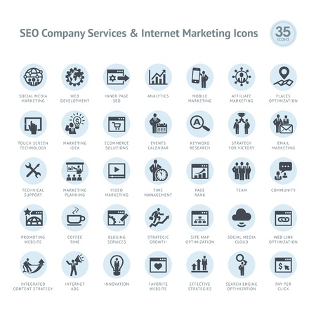 Set of SEO company service and Internet marketing icons のイラスト素材