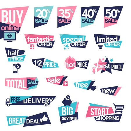 Set of stickers and badges for saleのイラスト素材