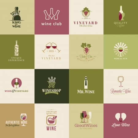 Set of icons for wine, wineries, restaurants and wine shopsのイラスト素材