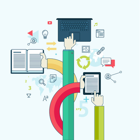 Flat line design concept for education  Concept for web banners and printed materials のイラスト素材