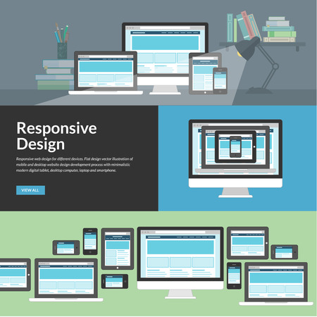 Responsive web design for different devices  Flat design illustration conceptのイラスト素材