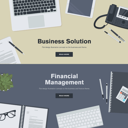 Set of flat design illustration concepts for business and finance. Concepts for web banners and promotional materials.のイラスト素材