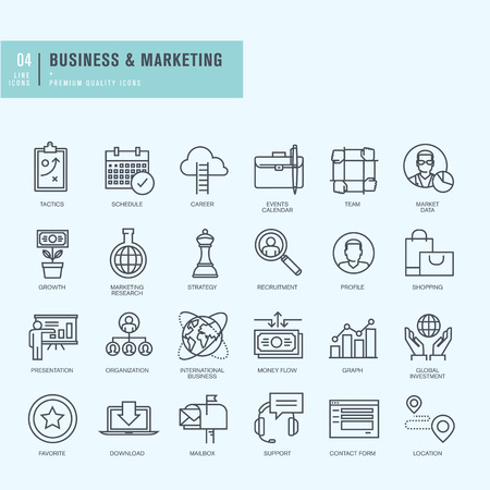 Thin line icons set. Icons for business.のイラスト素材