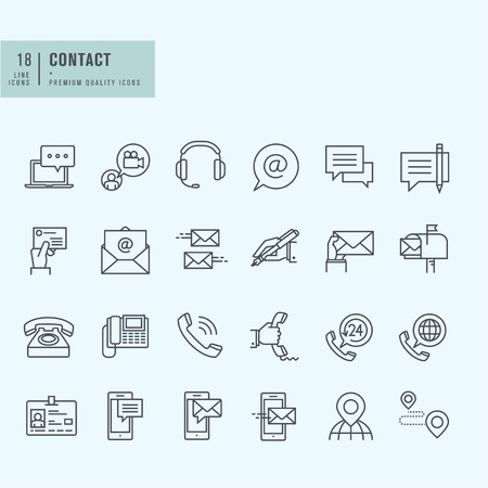 Thin line icons set. Icons for communication.のイラスト素材