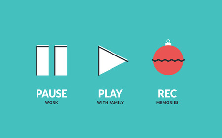 Christmas and New Year flat line design concept for greeting card and banner.